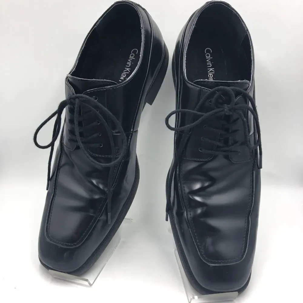 Calvin Klein Men's Elroy Black Lace Up Dress Oxfords Shoes Size 11 Square Toe